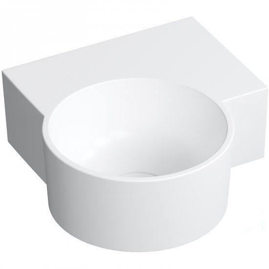 OMNIRES Umywalka nablatowa OVO M+ wisząca-prawa 33x34 cm biały mat OVO335UWPBM