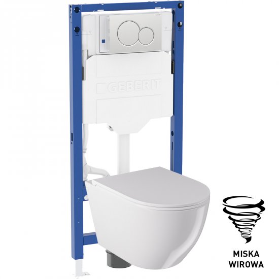 GEBERIT Zestaw podtynkowy SIGMA mechaniczny 50, miska MILARGO wirowa, przycisk biały