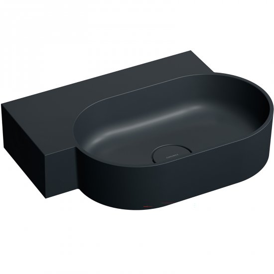 OMNIRES Umywalka nablatowa OVO M+ wisząca-lewa 55x38 cm black lava mat OVO555UWLBLV