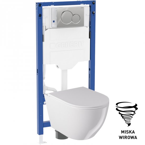 GEBERIT Zestaw podtynkowy SIGMA mechaniczny 50, miska MILARGO wirowa, przycisk chrom