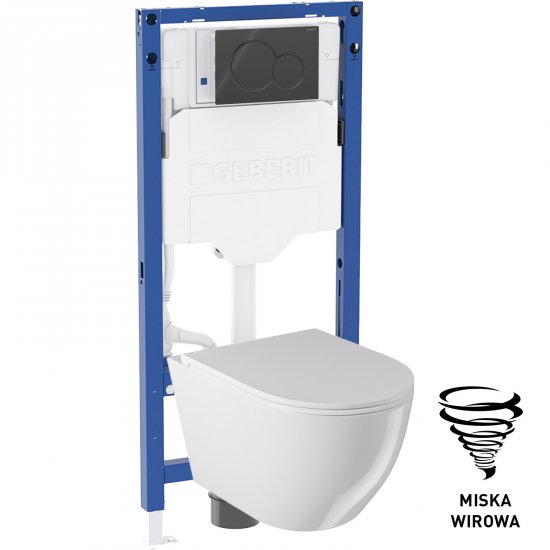 GEBERIT Zestaw podtynkowy SIGMA mechaniczny 50, miska MILARGO wirowa, przycisk czarny