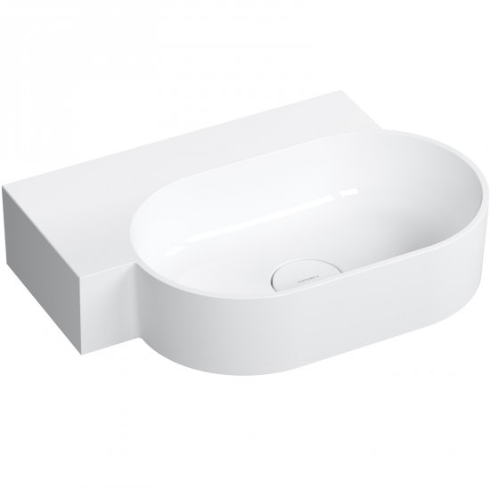 OMNIRES Umywalka nablatowa OVO M+ wisząca-lewa 55x38 cm biały połysk OVO555UWLBP
