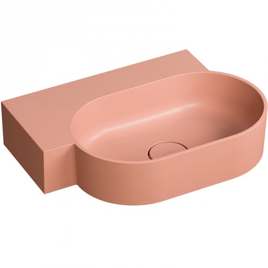 OMNIRES Umywalka nablatowa OVO M+ wisząca-lewa 55x38 cm coral mat OVO555UWLCO