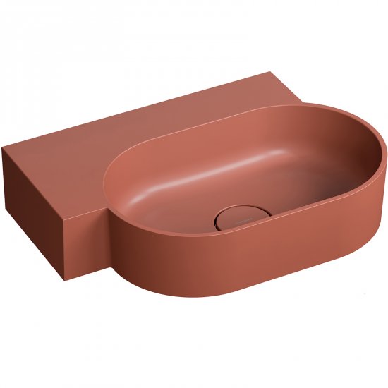 OMNIRES Umywalka nablatowa OVO M+ wisząca-lewa 55x38 cm terracotta mat OVO555UWLTE