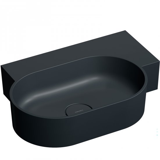 OMNIRES Umywalka nablatowa OVO M+ wisząca-prawa 55x38 cm black lava mat OVO555UWPBLV