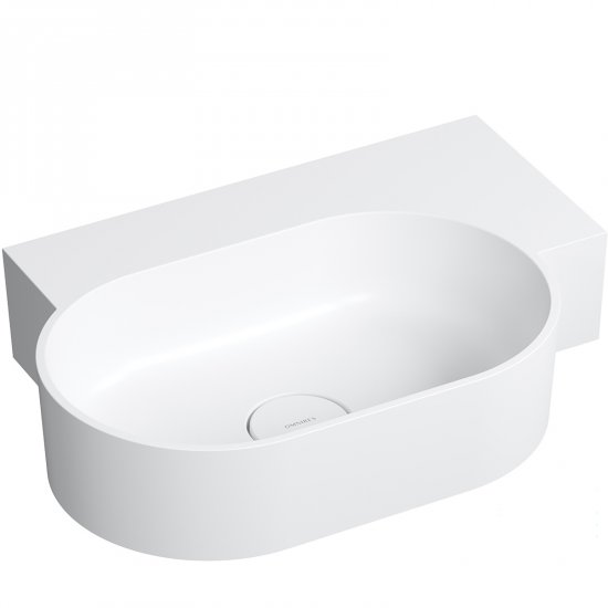 OMNIRES Umywalka nablatowa OVO M+ wisząca-prawa 55x38 cm biały mat OVO555UWPBM