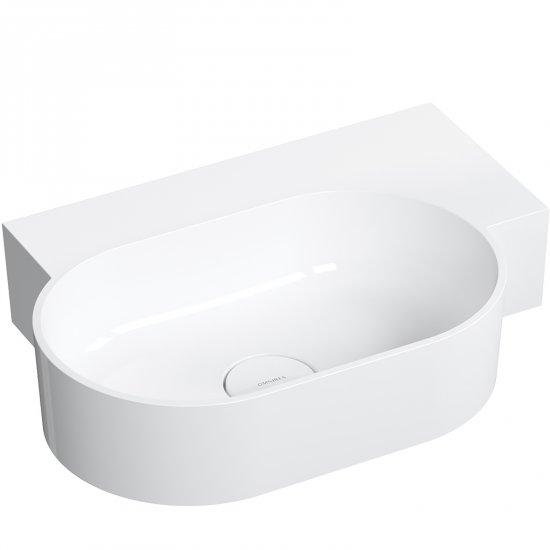 OMNIRES Umywalka nablatowa OVO M+ wisząca-prawa 55x38 cm biały połysk OVO555UWPBP