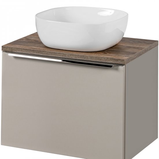COMAD Zestaw mebli SANTA FE TAUPE szafka z blatem OAK 60 cm, umywalka SMILE