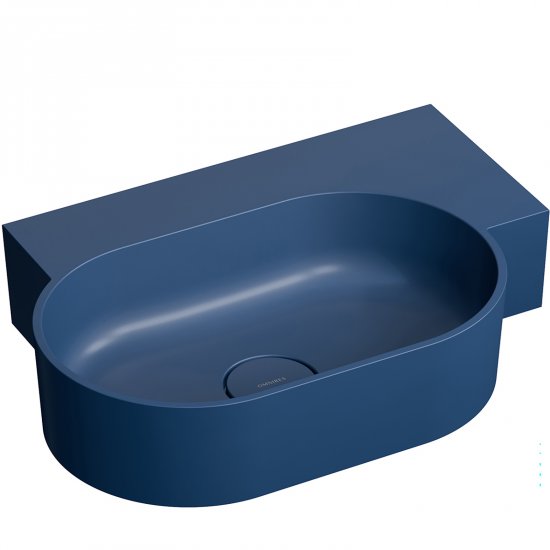 OMNIRES Umywalka nablatowa OVO M+ wisząca-prawa 55x38 cm midnight blue mat OVO555UWPMB