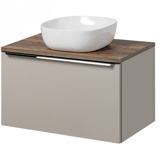 COMAD Zestaw mebli SANTA FE TAUPE szafka z blatem OAK 80 cm, umywalka SMILE