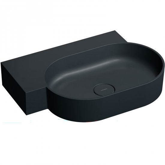 OMNIRES Umywalka nablatowa OVO M+ wisząca-lewa 64x44 cm black lava mat OVO645UWLBLV