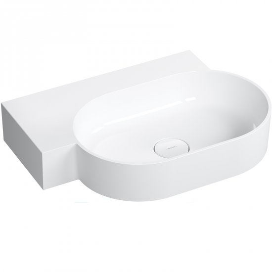 OMNIRES Umywalka nablatowa OVO M+ wisząca-lewa 64x44 cm biały połysk OVO645UWLBP