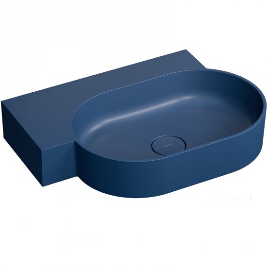 OMNIRES Umywalka nablatowa OVO M+ wisząca-lewa 64x44 cm midnight blue mat OVO645UWLMB