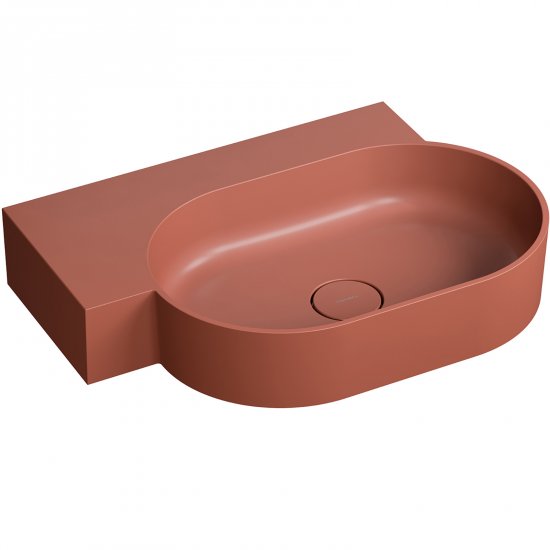 OMNIRES Umywalka nablatowa OVO M+ wisząca-lewa 64x44 cm terracotta mat OVO645UWLTE