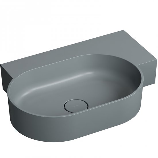 OMNIRES Umywalka nablatowa OVO M+ wisząca-prawa 64x44 cm ash grey mat OVO645UWPAG