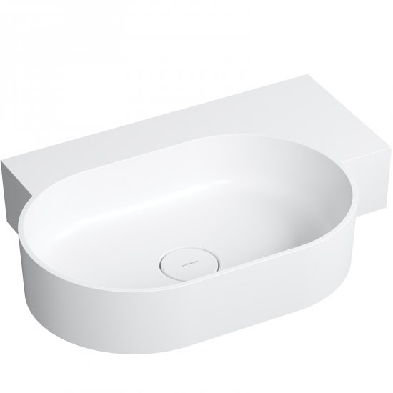 OMNIRES Umywalka nablatowa OVO M+ wisząca-prawa 64x44 cm biały mat OVO645UWPBM