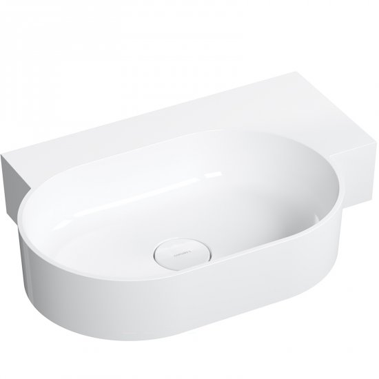 OMNIRES Umywalka nablatowa OVO M+ wisząca-prawa 64x44 cm biały połysk OVO645UWPBP