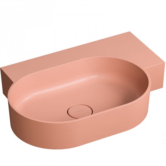 OMNIRES Umywalka nablatowa OVO M+ wisząca-prawa 64x44 cm coral mat OVO645UWPCO