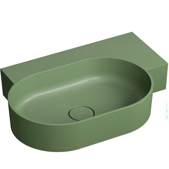 OMNIRES Umywalka nablatowa OVO M+ wisząca-prawa 64x44 cm olive mat OVO645UWPOL