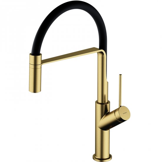 OMNIRES Bateria kuchenna VITA z wyciąganą wylewką mosiądz szczotkowany/czarny mat VI6350BLBSB