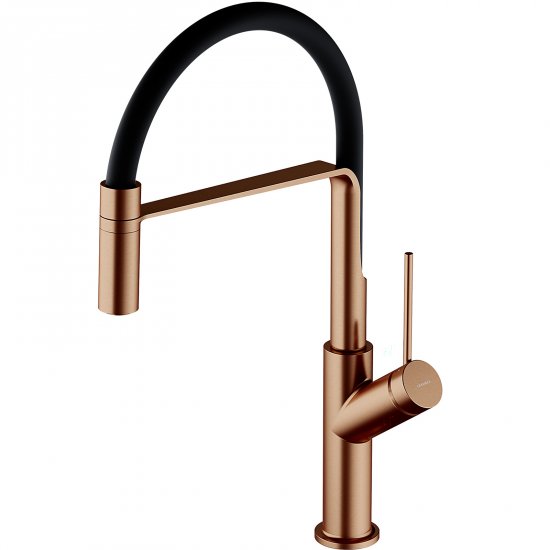 OMNIRES Bateria kuchenna VITA z wyciąganą wylewką miedź szczotkowana/czarny mat VI6350BLCPB