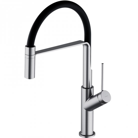 OMNIRES Bateria kuchenna VITA z wyciąganą wylewką nikiel szczotkowany/czarny mat VI6350BLNI