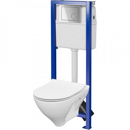 Zestaw podtynkowy MILLE miska WC, deska wolnoopadająca, przycisk chrom S701-435