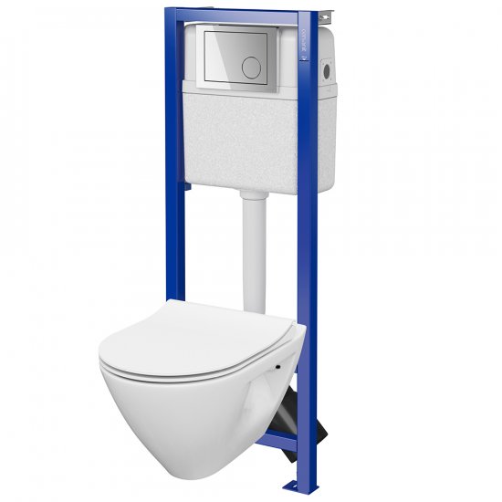 Zestaw podtynkowy MILLE PLUS miska WC, deska wolnoopadająca, przycisk chrom S701-436