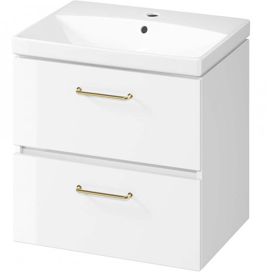 CERSANIT Szafka z umywalką MALTA 60 biała DSM, uchwyt złoty S4002-006