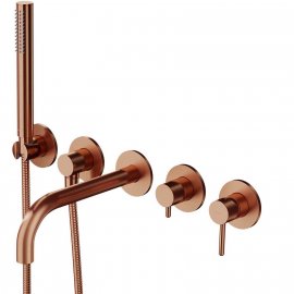 OMNIRES Bateria wannowa Y 5-otworowa podtynkowa z długą wylewką miedź szczotkowana Y1237-1CPB