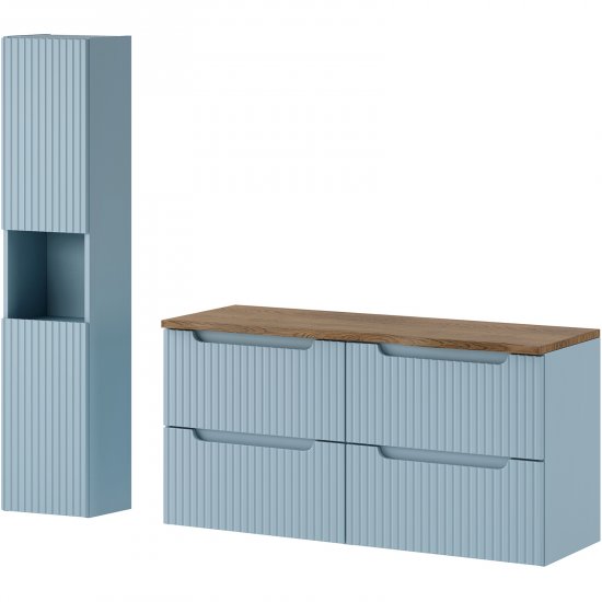 COMAD Zestaw mebli NOVA DENIM 2 szafki z blatem NATURE CASELLA 120 cm, słupek 30 cm