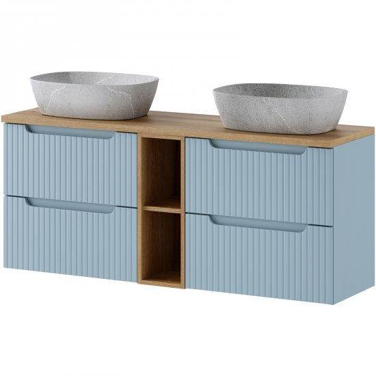 COMAD Zestaw mebli NOVA DENIM 2 szafki z blatem NOVA OAK 140 cm, szafka 20 cm, 2 umywalki ANNA