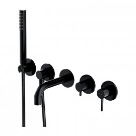 OMNIRES Bateria wannowa Y 5-otworowa podtynkowa z krótka wylewką czarny półmat Y1237-1SBL