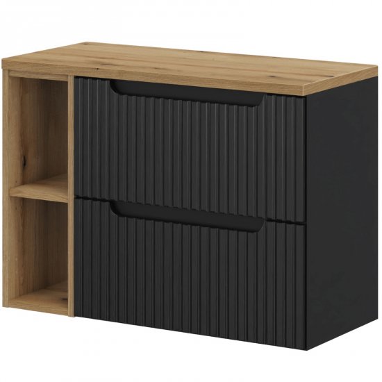 COMAD Zestaw mebli NOVA BLACK 2 szafki z blatem OAK 80 cm