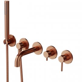 OMNIRES Bateria wannowa Y 5-otworowa podtynkowa z krótką wylewką miedź szczotkowana Y1237-1SCPB