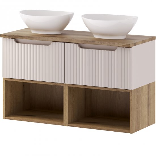 COMAD Zestaw mebli NOVA CASHMERE 2 szafki z blatem NATURE COAST EVOKE 100 cm, 2 regały, umywalka