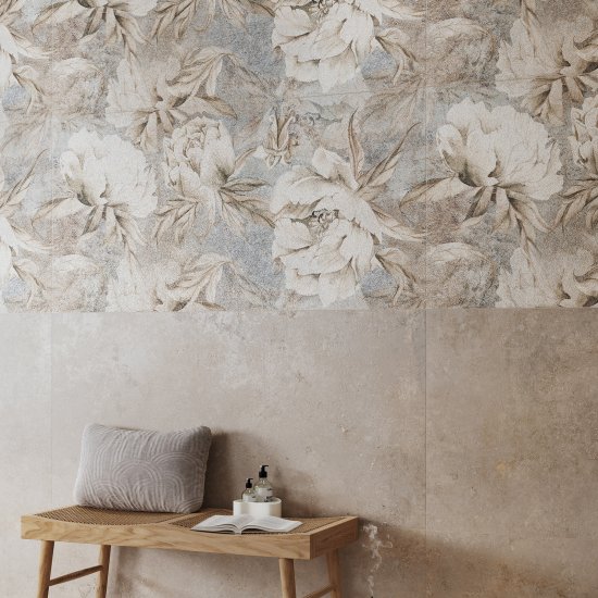 Gres szkliwiony AIORA FLOWERS DECOR beige mat 59,8x119,8 gat