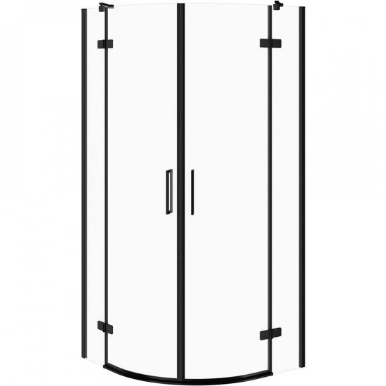 CERSANIT Kabina prysznicowa półokrągła JOTA 90x90 czarna, szkło transparentne S160-039