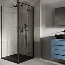 CERSANIT Kabina prysznicowa JOTA lewa czarna 80x80 z brodzikiem TAKO slim czarny mat S601-155