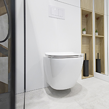 LAVEO Miska WC podwieszana DESNA bezkołnierzowa z deską wolnoopadającą biała VMD_600S