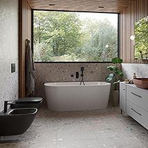 CERSANIT Zestaw miska podwieszana LARGA SQUARE, deska Slim antracyt S701-611