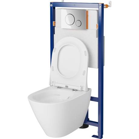 CERSANIT Zestaw stelaż TECH LINE OPTI + miska, deska CITY OVAL + przycisk OPTI B2 chrom S701-660