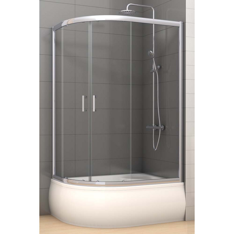 NEW TRENDY Kabina prysznicowa półokrągła VARIA 100x80x165 5 mm natura K-0164