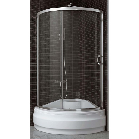 NEW TRENDY Zestaw kabina półokrągła ADORA R67 z brodzikiem 90x200 6 mm szkło czyste ZA-0002