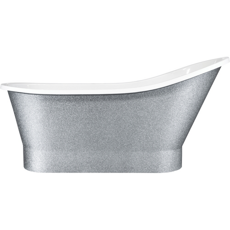 BESCO Wanna wolnostojąca GLORIA GLAM 150x66 cm srebrna standardowy klik-klak chrom #WMD-150-GLS