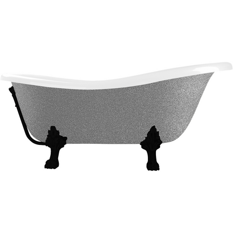 BESCO Wanna wolnostojąca OTYLIA GLAM SREBRNA 160x77 cm nogi czarne #WKO-160-GSB