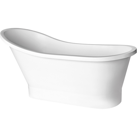 BESCO Wanna wolnostojąca GLORIA MATT BIAŁA 150x66 cm korek klik-klak chrom #WMMB-150GL
