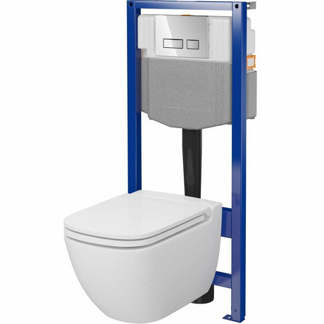 CERSANIT Zestaw podtynkowy COBE SYSTEM 50 mech, miska CASPIA, deska, przycisk chrom S701-829