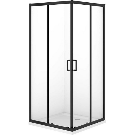CERSANIT Zestaw kabina prysznicowa VERSO profil czarny z brodzikiem TAKO 80X80 cm S601-252