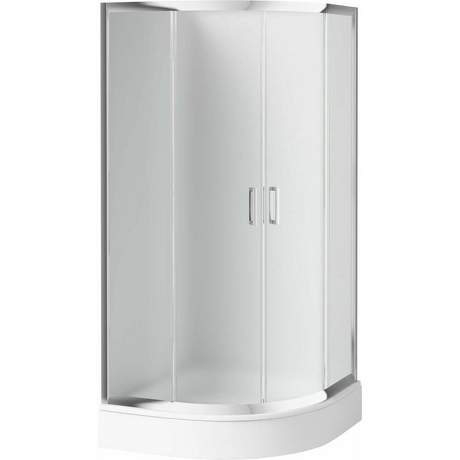 DEANTE Zestaw kabina prysznicowa półokrągła chrom 80x80 cm z brodzikiem szkło szronione KYPZ652K